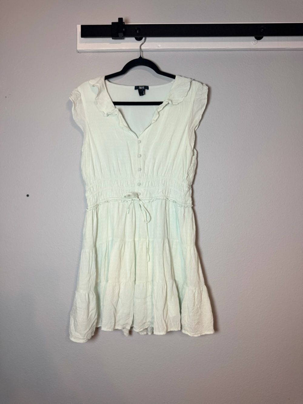 Paige Paradis Ruffle Tiered Mini Dress Size Large Light Green Boho Cottagecore